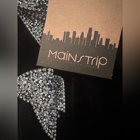 NWT Mainstrip Elegant Black Velvet Mini Dress with Bow Accents! SZ Lg - Picture 4 of 10